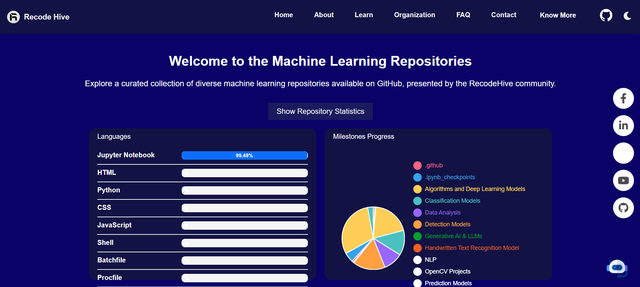 Screenshot of ML Repository